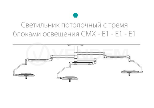 Светильник медицинский бестеневой хирургический Медин СМХ-Е1-Е1-Е1