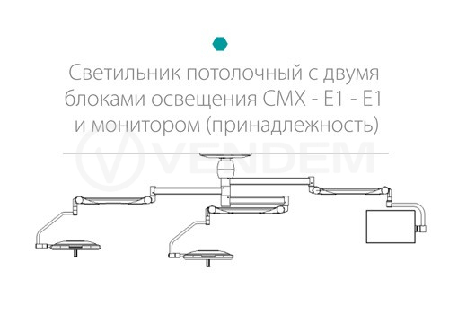 Светильник медицинский бестеневой хирургический Медин СМХ-Е1-Е1 с монитором